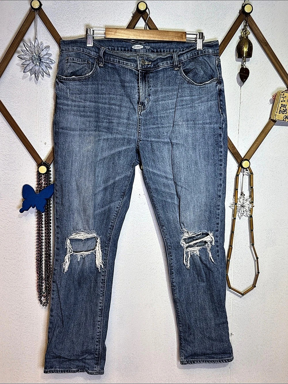 Old Navy Boyfriend Mid-Rise in Blue Waist 14